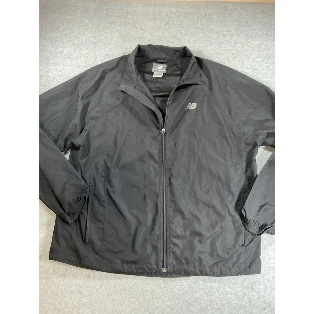 New Balance Mens XL Black Full Zip Mesh Lined Windbreaker Running Jacket 1867